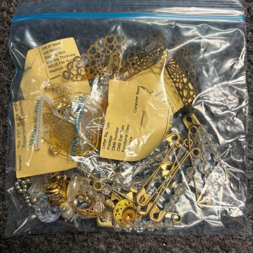 Guardian Angel Jewelry Lot Gold Tone Mixed lot Butterfly Pearl Pins Beads